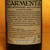 Etichetta posteriore della birra carmenta da 750 millilitri del birrificio Le Fate