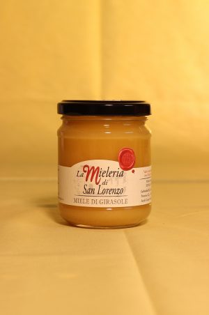 Confezione da 250 grammi del miele di girasole dell'azienda Mieleria di San Lorenzo