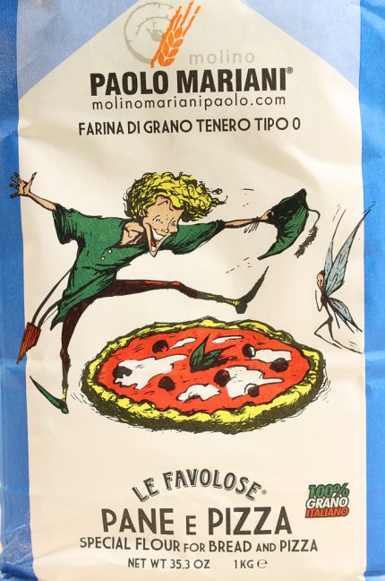 Etichetta della farina per pane e pizza di grano tenero tipo 0 del molino Paolo Mariani