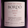etichetta posteriore del vino Bordò dell'azienda agricola Poderi San Lazzaro