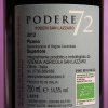 etichetta posteriore del vino Podere 72 dell'azienda agricola Poderi San Lazzaro