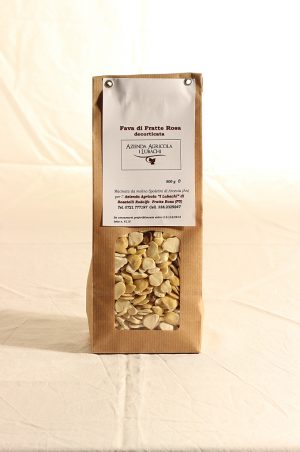 fava di fratte rosa decorticata in confezione da 500 grammi prodotta dall'azienda agricola I Lubachi di Fratte Rosa in provincia di Ancona