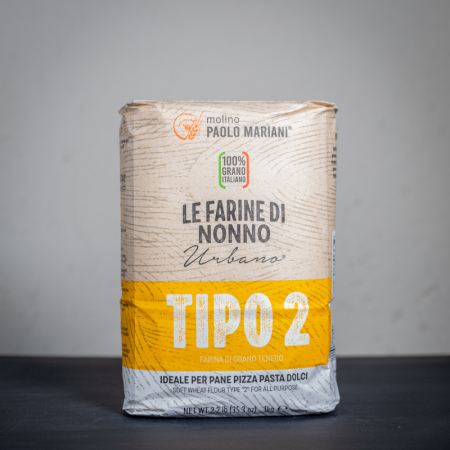 Farina Urbano tipo 2 in confezione da 1kg prodotta dal Molino Paolo Mariani di Barbara (AN)