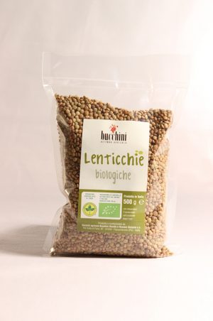 Lenticchie biologiche Bucchini in confezione da 500 grammi. Biologiche.