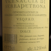 Etichetta posteriore della Vernaccia di Serrapetrona dolce Colleluce della società agricola Colleluce di Serrapetrona (MC)