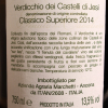 Etichetta posteriore del vino bianco Verdicchoi dei Castelli di Jesi Tenuta del Cavaliere 2014 dell'azienda agricola Marchetti di Pontelungo (Ancona)