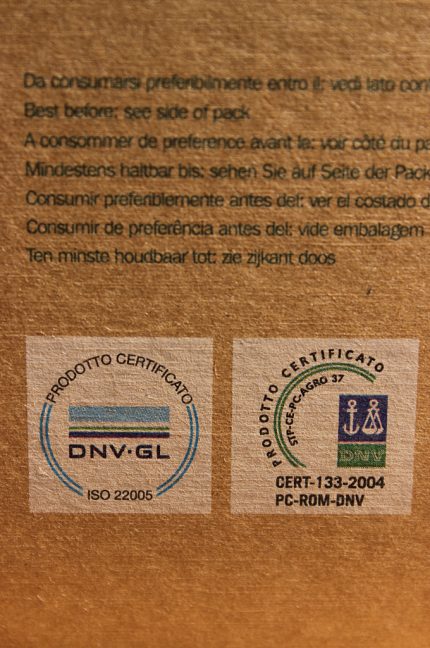 Certificazione ISO 22005 e CERT-133-2004 PC-ROM-DNV dei Maccheroncini di Campofilone dell'azienda La Campofilone