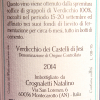 Etichetta posteriore del vino di gino 2014 da 750 millilitri dell'azienda agricola Fattorie San Lorenzo