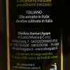 Etichetta posteriore dell'olio evo qualità Peranzana dell'Oleificio Venturi Agape